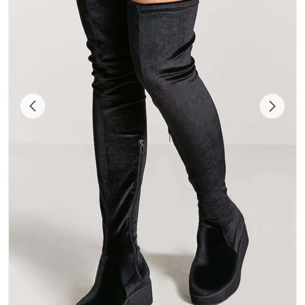 Black Velvet Platform Boots